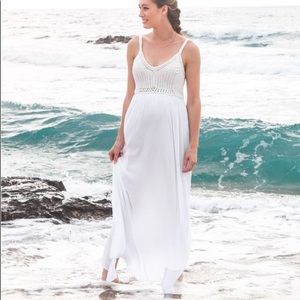 Seraphine white crochet maternity maxi dress